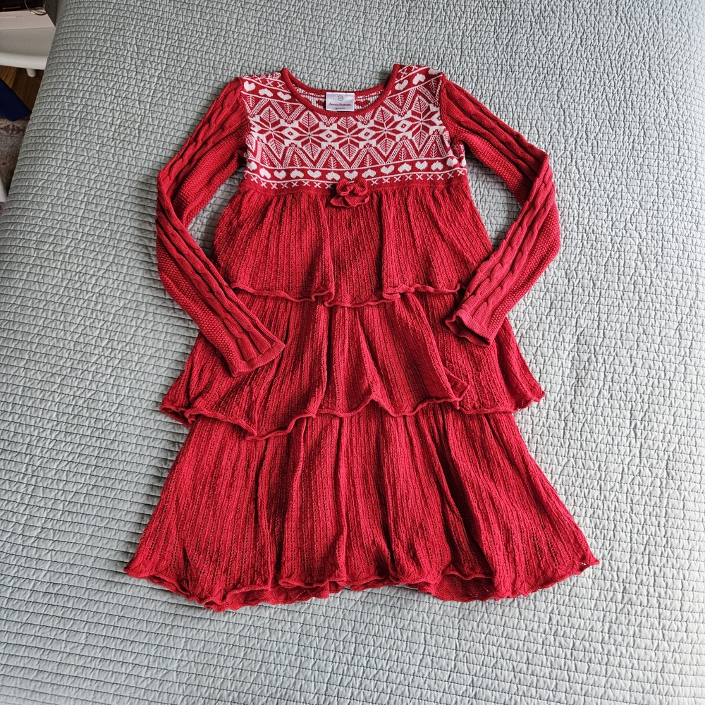 Hanna Andersson Red Tiered Sweater Dress